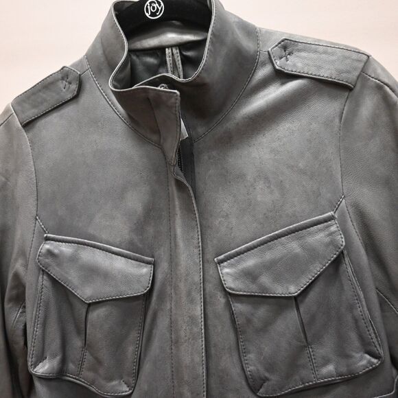 Roncarati | Gray Leather Moto Zip Jacket Size: 42 / Approx. US 8 - Picture 16 of 16